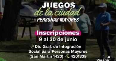 Paraná (ER): Abrió la inscripción para los Juegos de la Ciudad para Personas Mayores